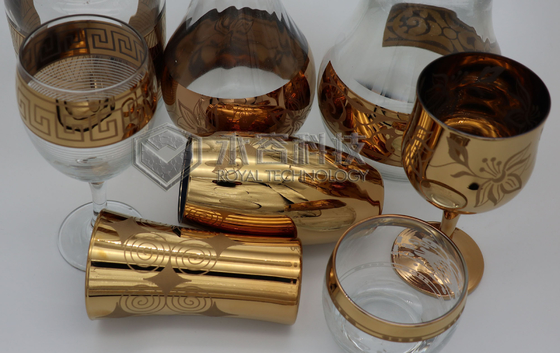 Glaswerkpvd gouden deklagen, 2 kantenpvd gouden verguldsels op glasproducten