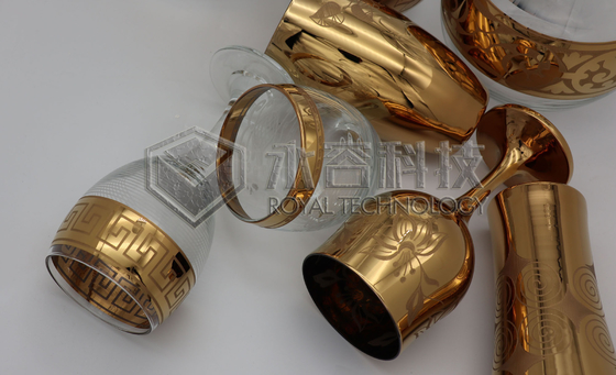 Glaswerkpvd gouden deklagen, 2 kantenpvd gouden verguldsels op glasproducten
