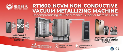 Het laatste nieuws van het bedrijf over RT1600-NCVM Dual-Technology PVD Vacuum Coating Machine voor niet-geleidende metallisatie